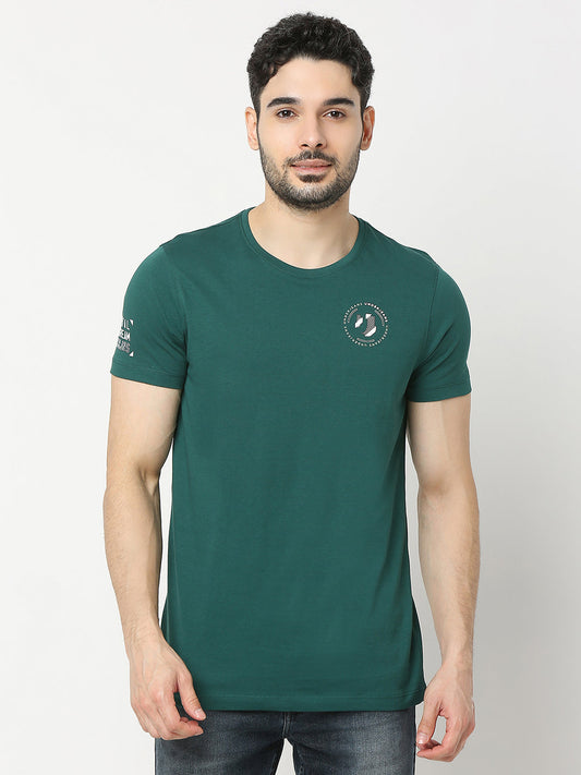 Underjeans by Spykar Men Premium Bottle Green T-shirt