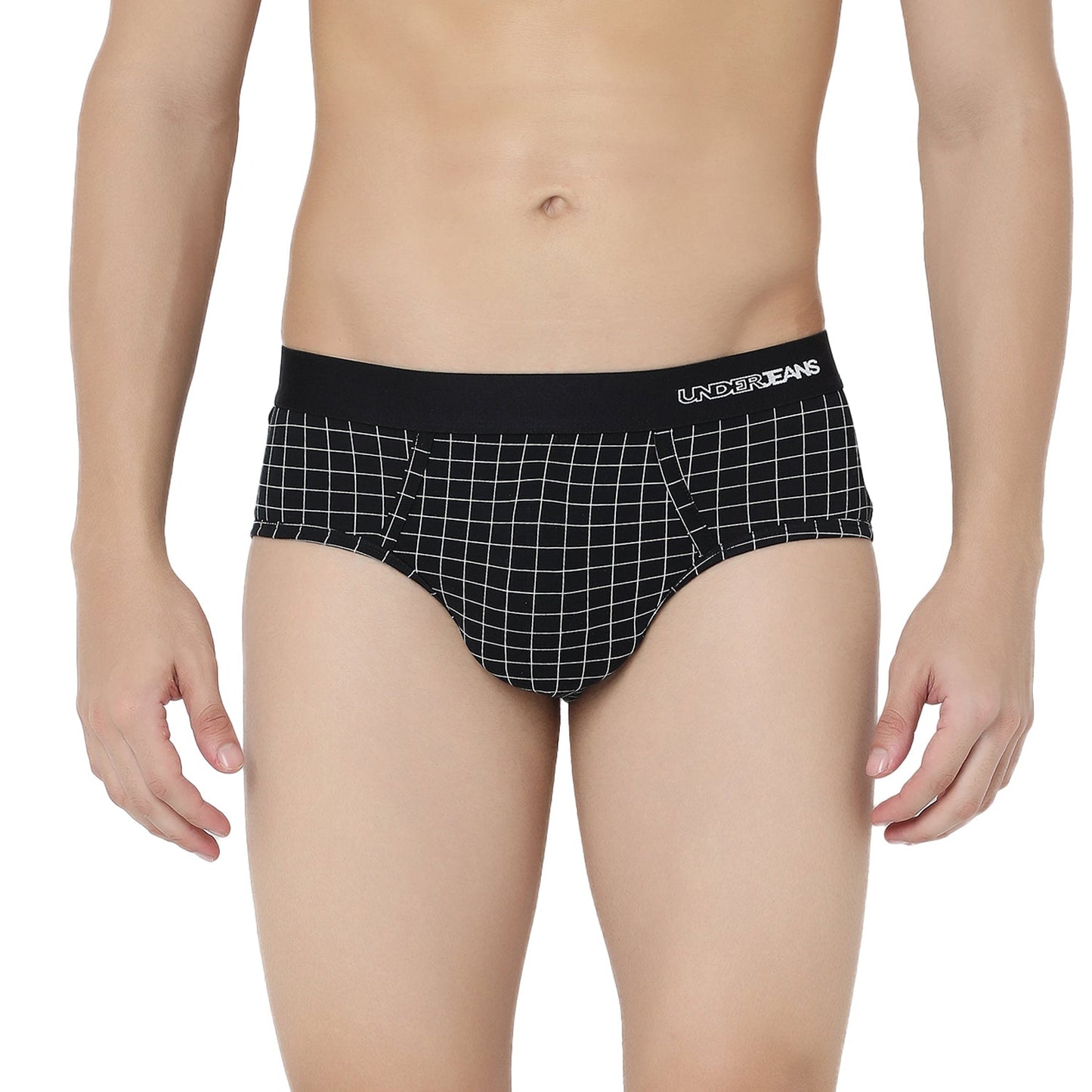 UnderJeans by Spykar Men Basic Dark Grey Checks Ultrasoft Briefs