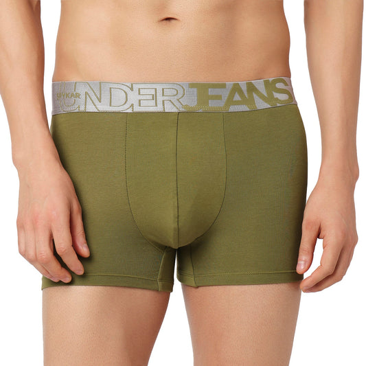 Underjeans Bright Olive Cotton Blend Trunks