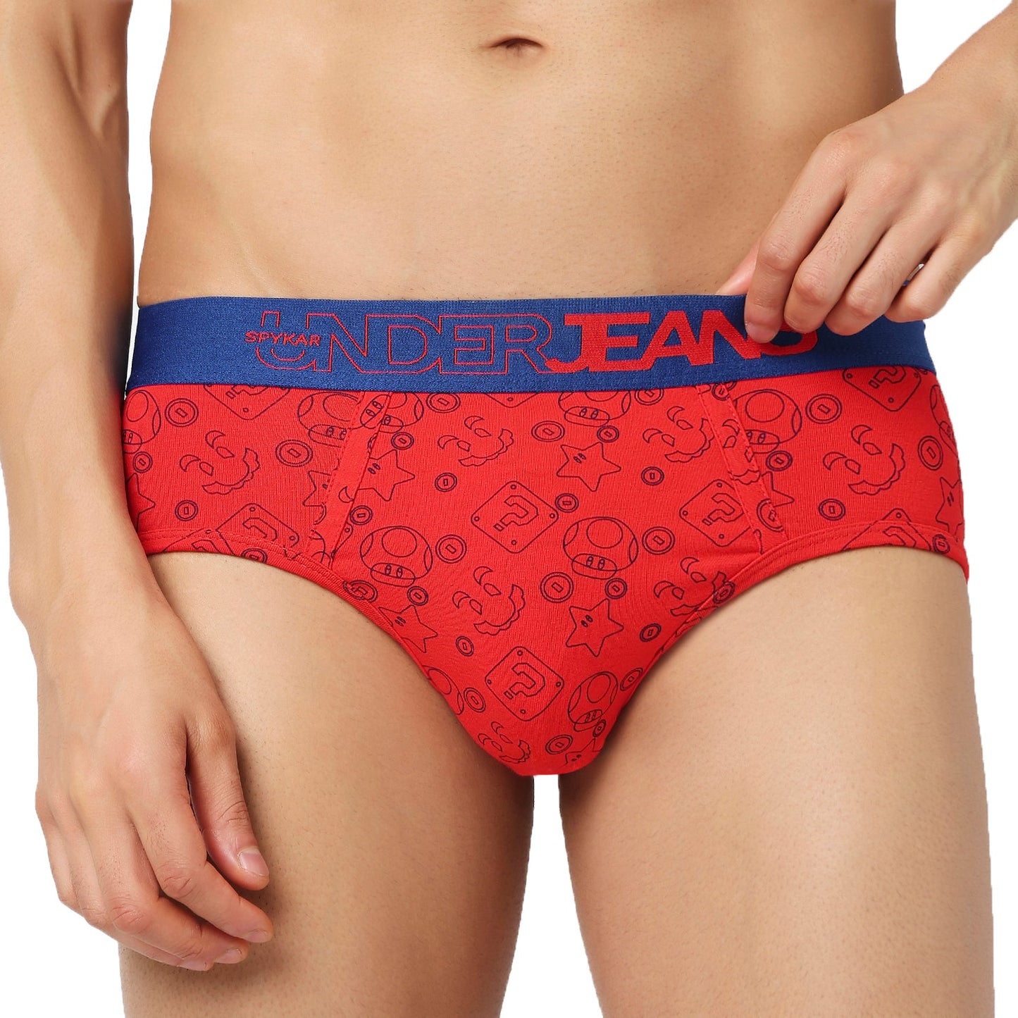 Underjeans Pack Of 2 Cotton Blend Print Mid-Rise Briefs