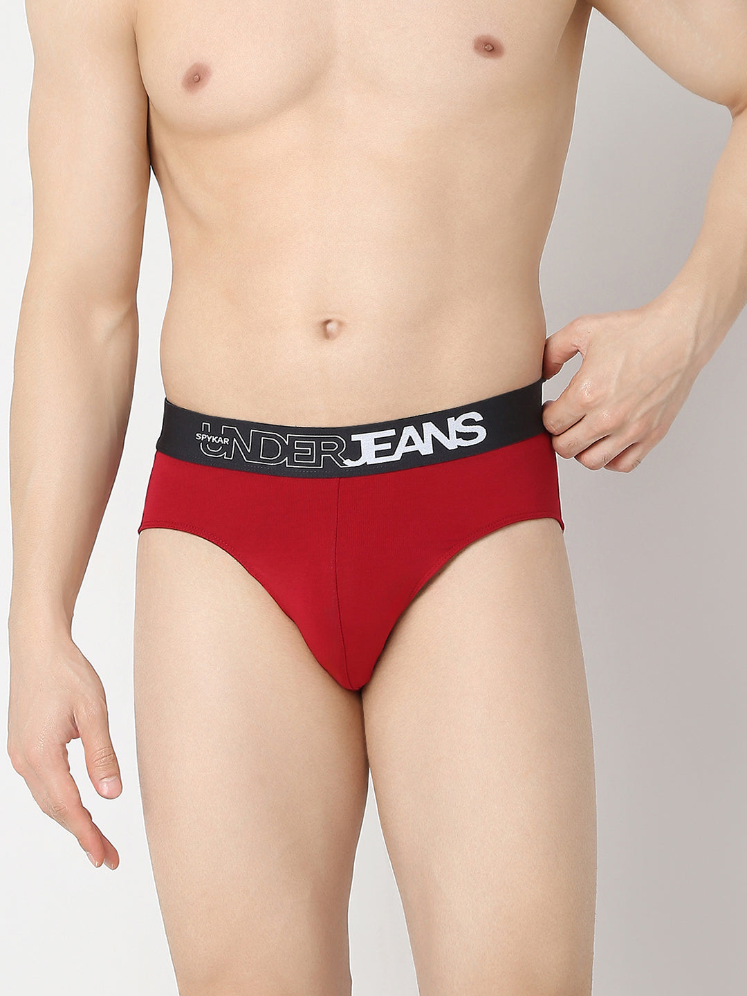 Underjeans By Spykar Men Maroon & Dark Grey Brief