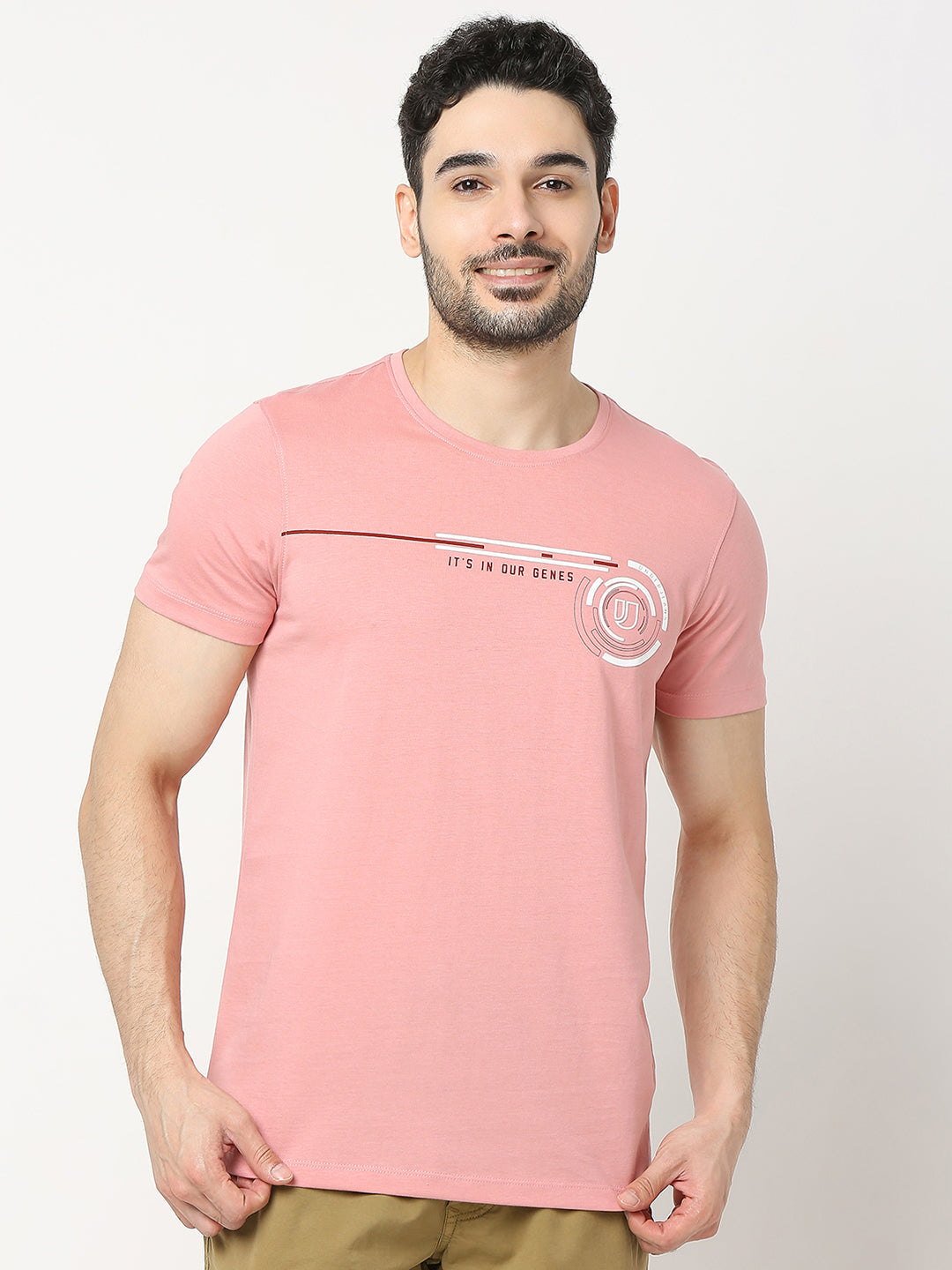 Underjeans by Spykar Men Premium Pink T-shirt