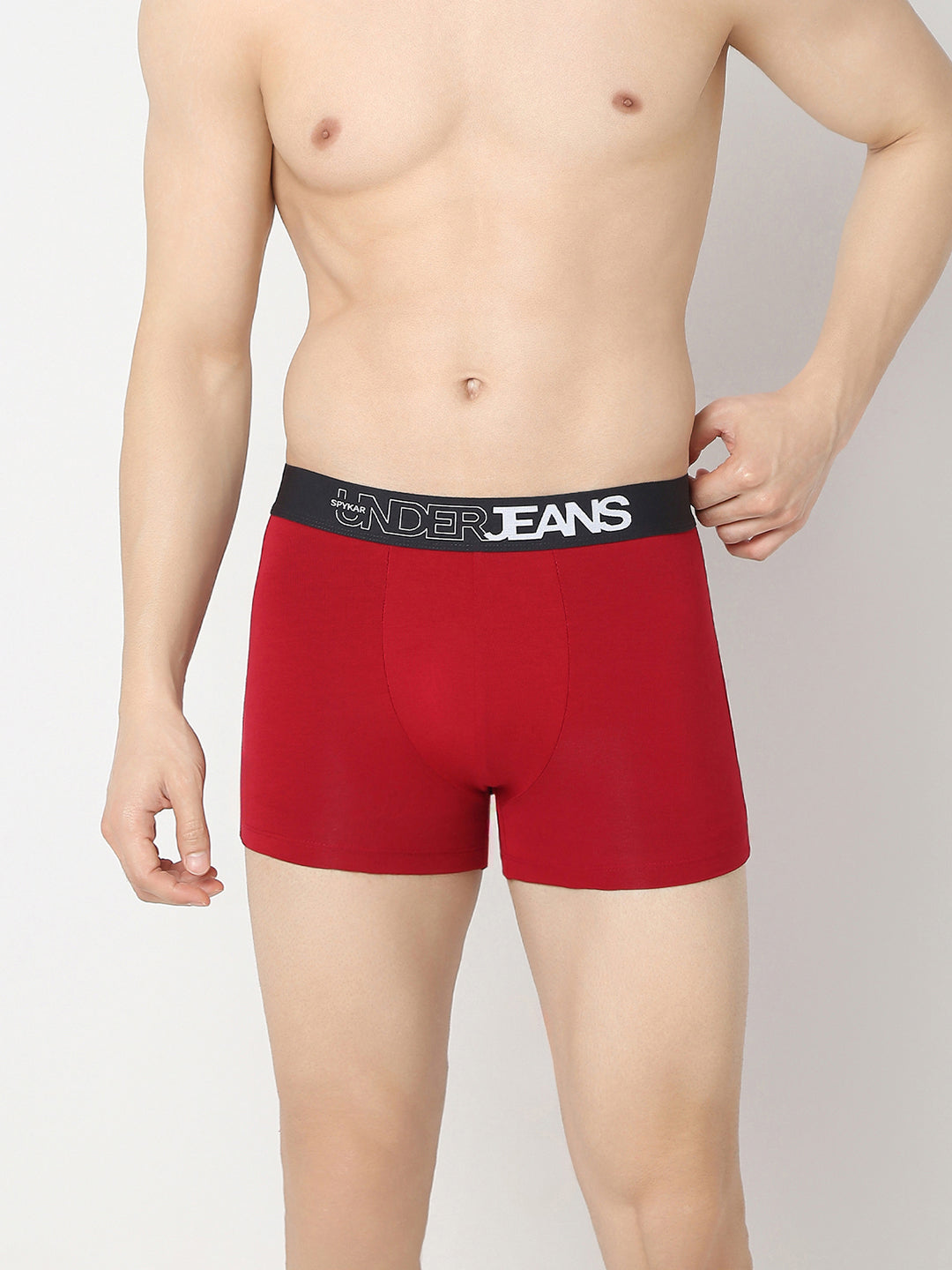 Underjeans By Spykar Men Black & Maroon Trunk