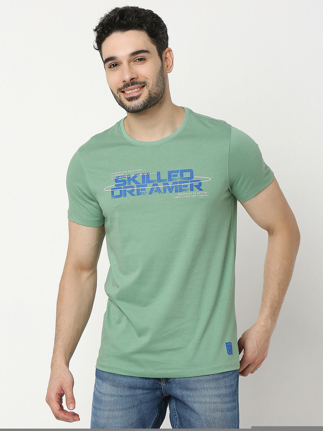 Underjeans by Spykar Men Premium Green T-shirt