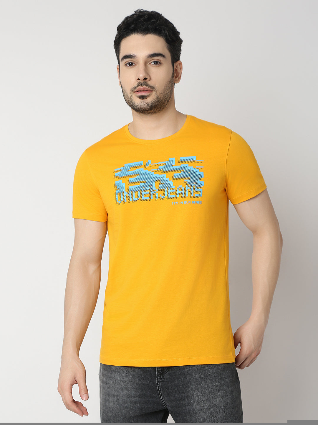 Underjeans By Spykar Men Premium Chrome Yellow T-Shirt