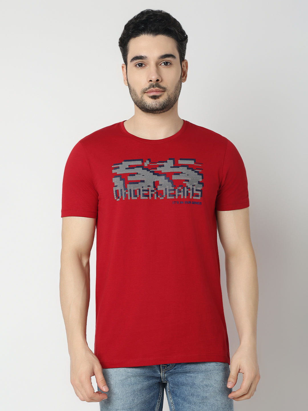 Underjeans By Spykar Men Premium Deep Red T-Shirt