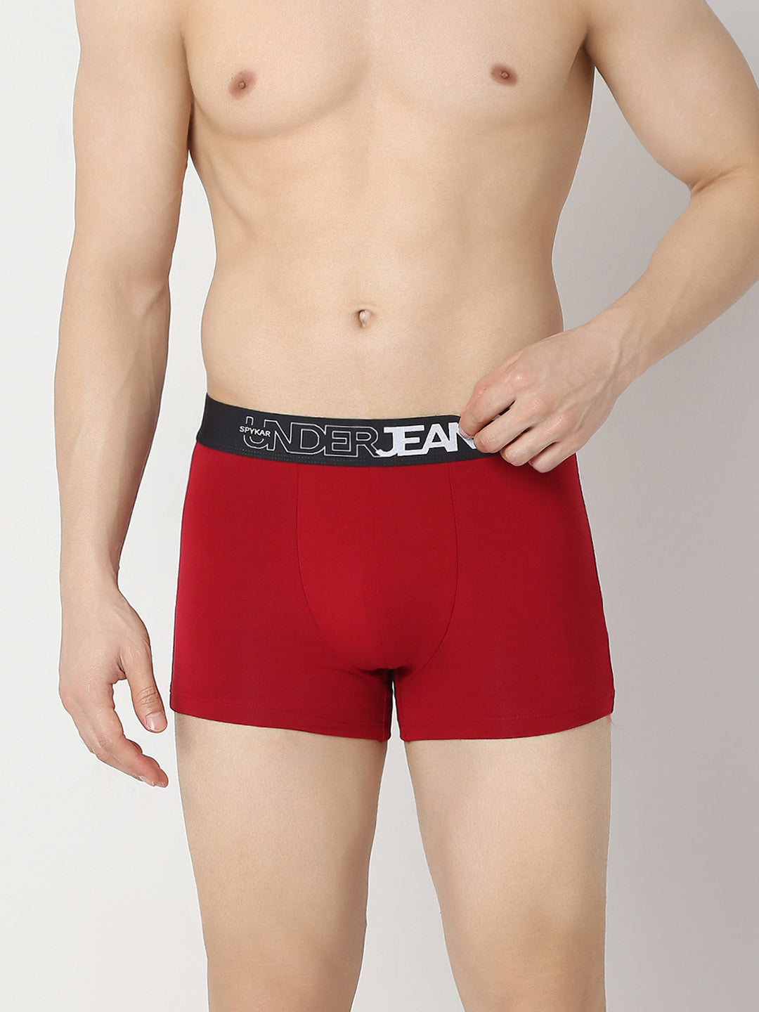 Underjeans By Spykar Men Maroon & Dark Grey Trunk