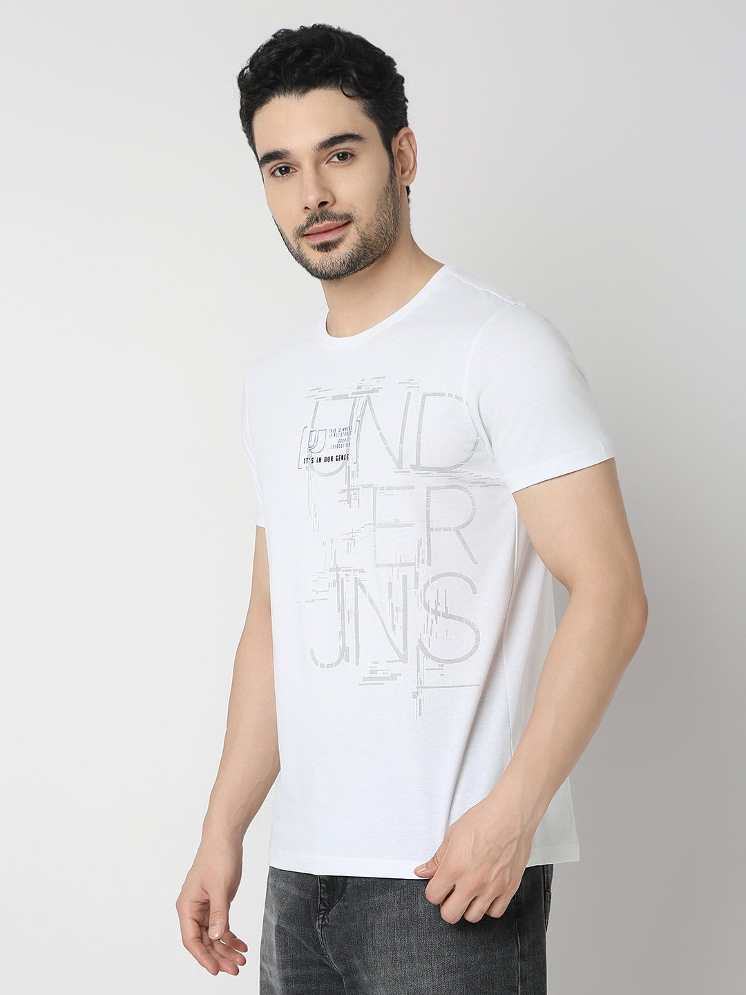 Underjeans By Spykar Men Premium White T-Shirt