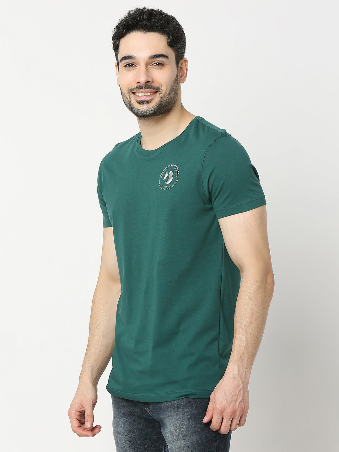 Underjeans by Spykar Men Premium Bottle Green T-shirt