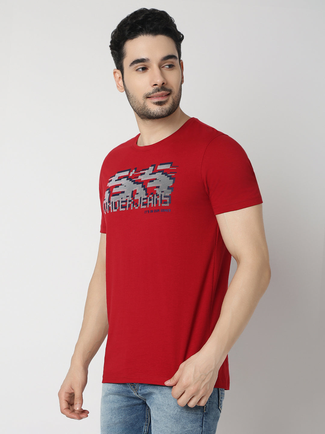 Underjeans By Spykar Men Premium Deep Red T-Shirt