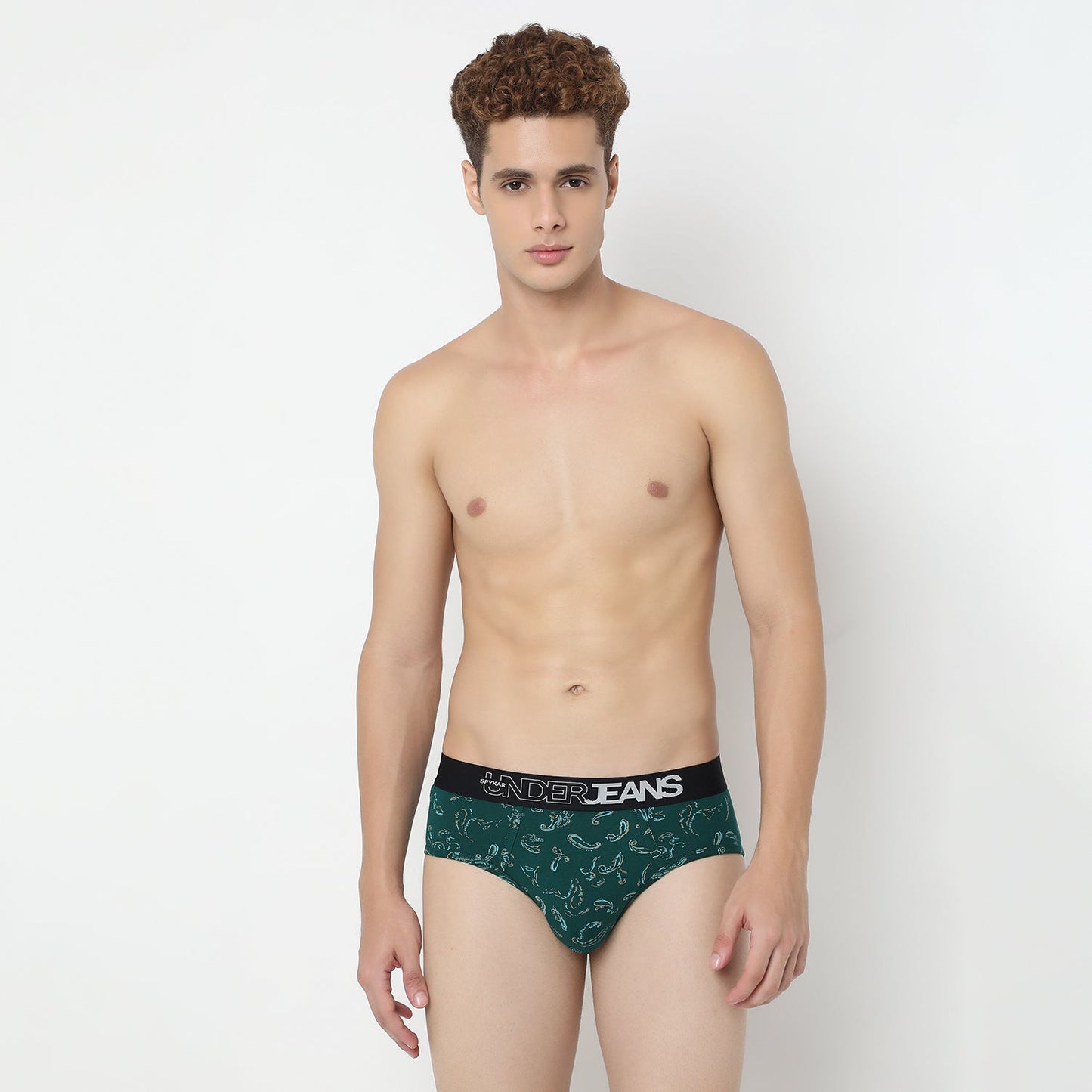 UnderJeans by Spykar Men Basic Bottle Green Ultrasoft Briefs