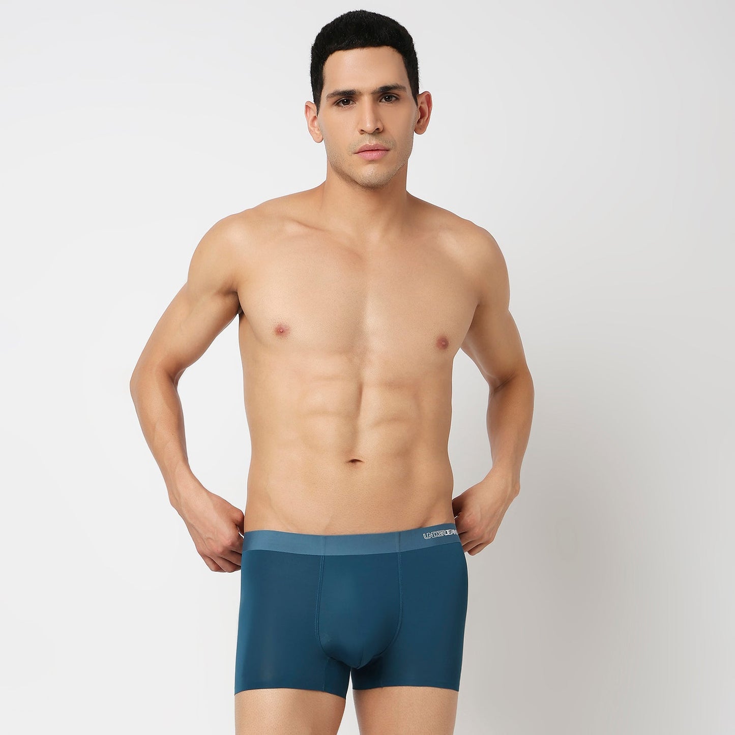 Underjeans Teal Blue Nylon Blend Trunks
