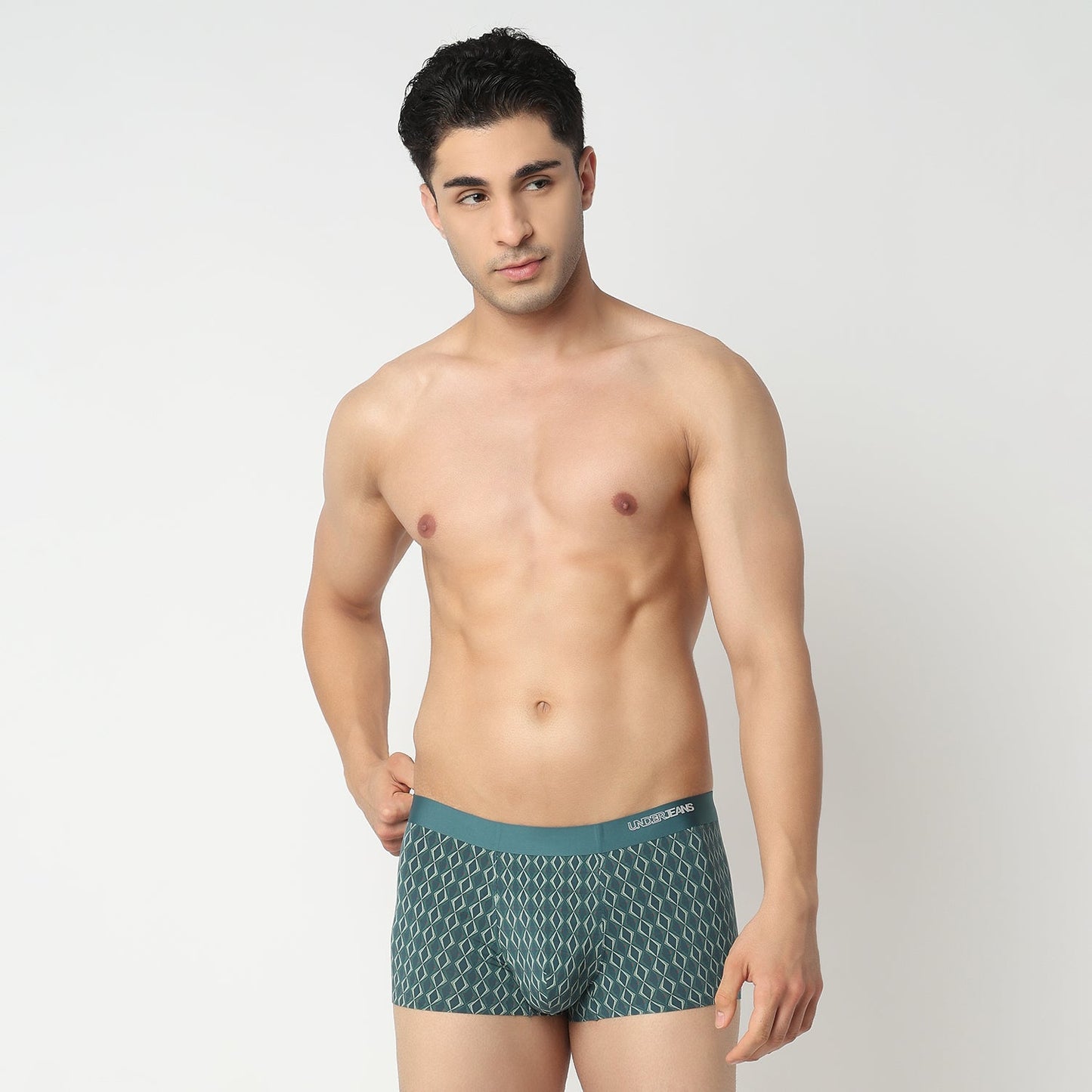 Underjeans by Spykar Men Bottle Green Regular Fit Ultrasoft Trunks