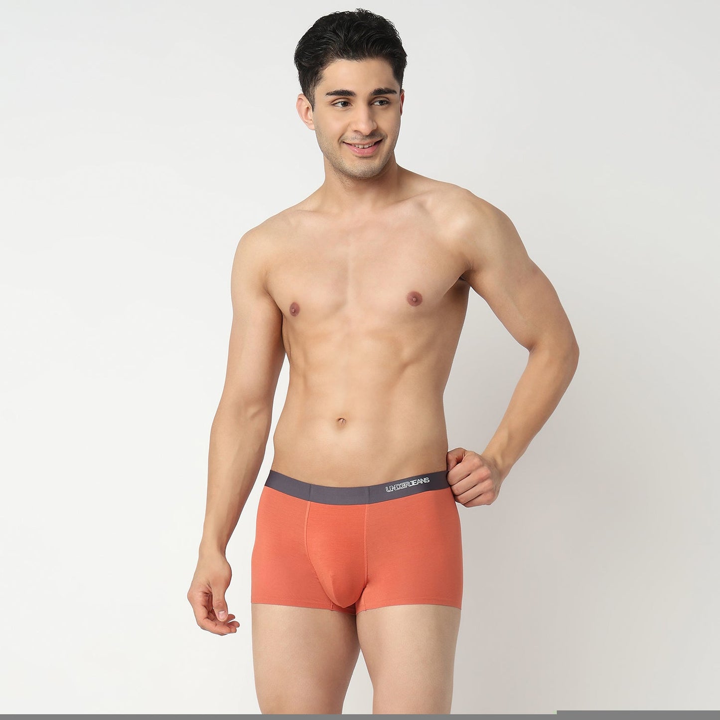Underjeans by Spykar Men Rust Orange Regular Fit Ultrasoft Trunks