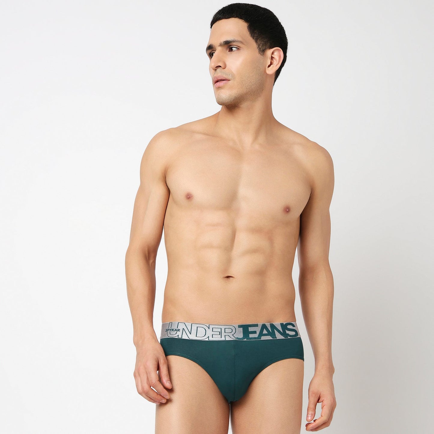 Underjeans Peacock Green Cotton Blend Briefs