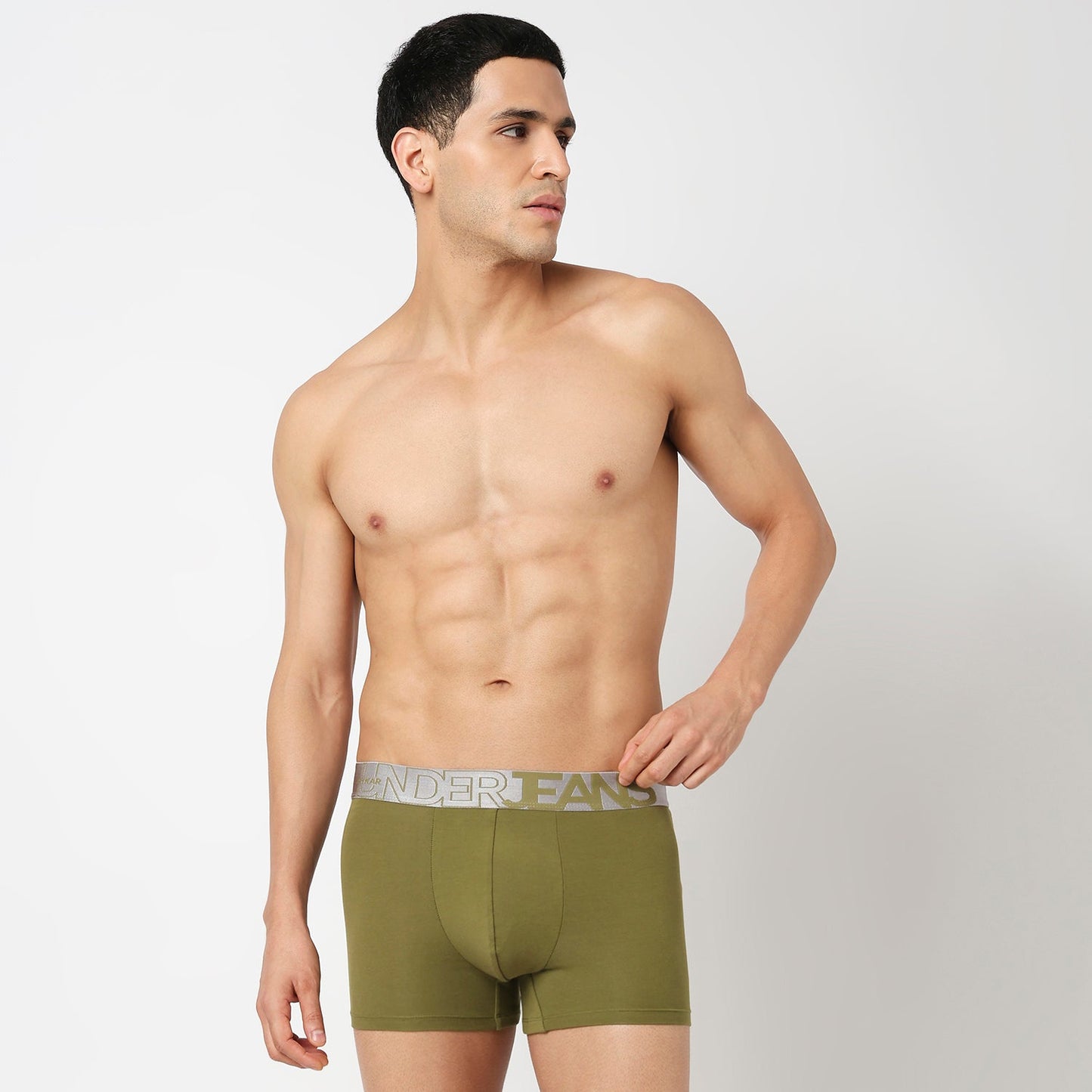 Underjeans Bright Olive Cotton Blend Trunks