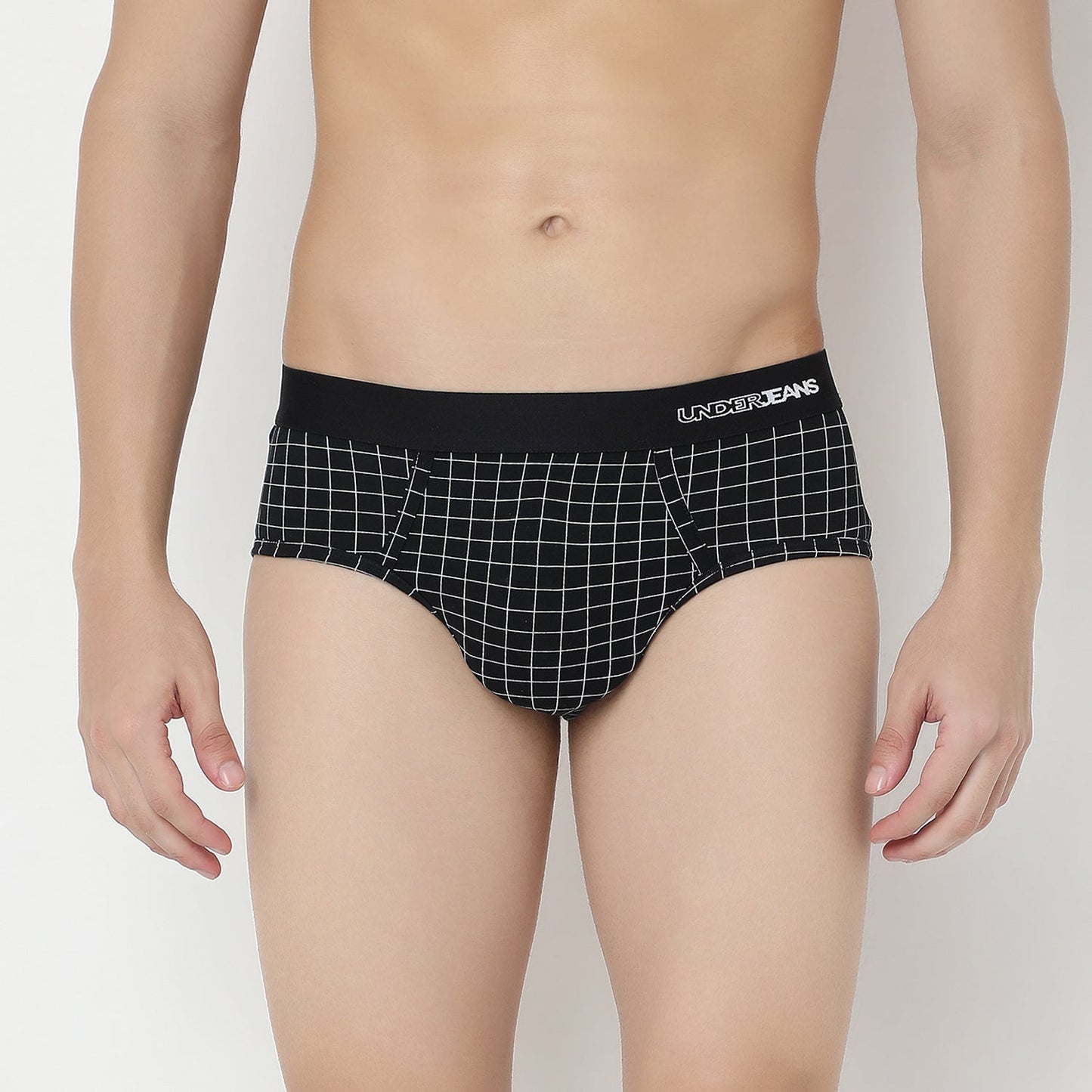 UnderJeans by Spykar Men Basic Dark Grey Checks Ultrasoft Briefs