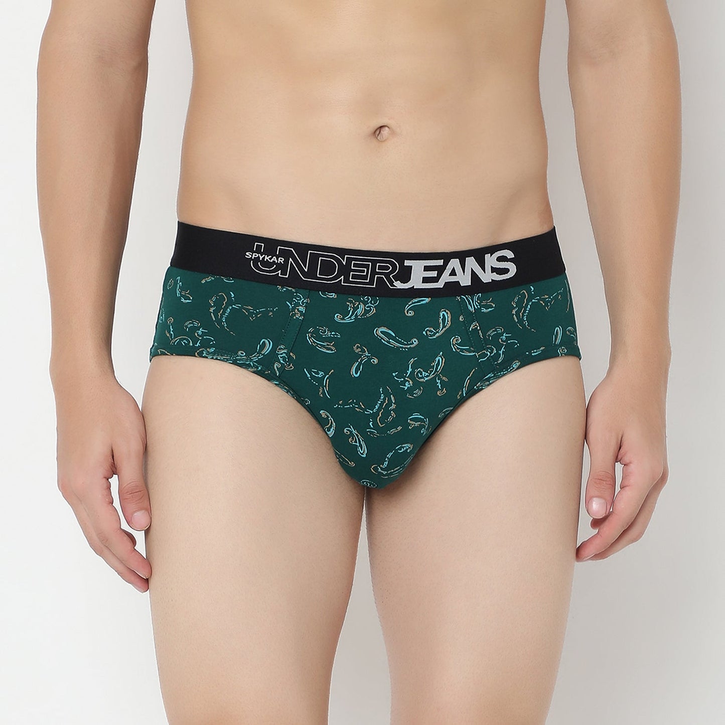 UnderJeans by Spykar Men Basic Bottle Green Ultrasoft Briefs