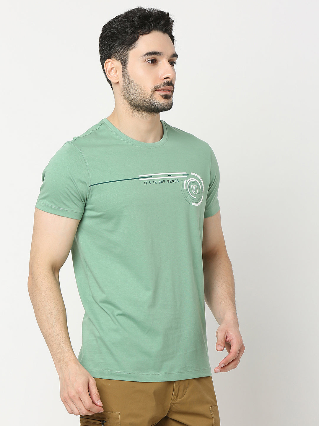 Underjeans by Spykar Men Premium Green T-shirt