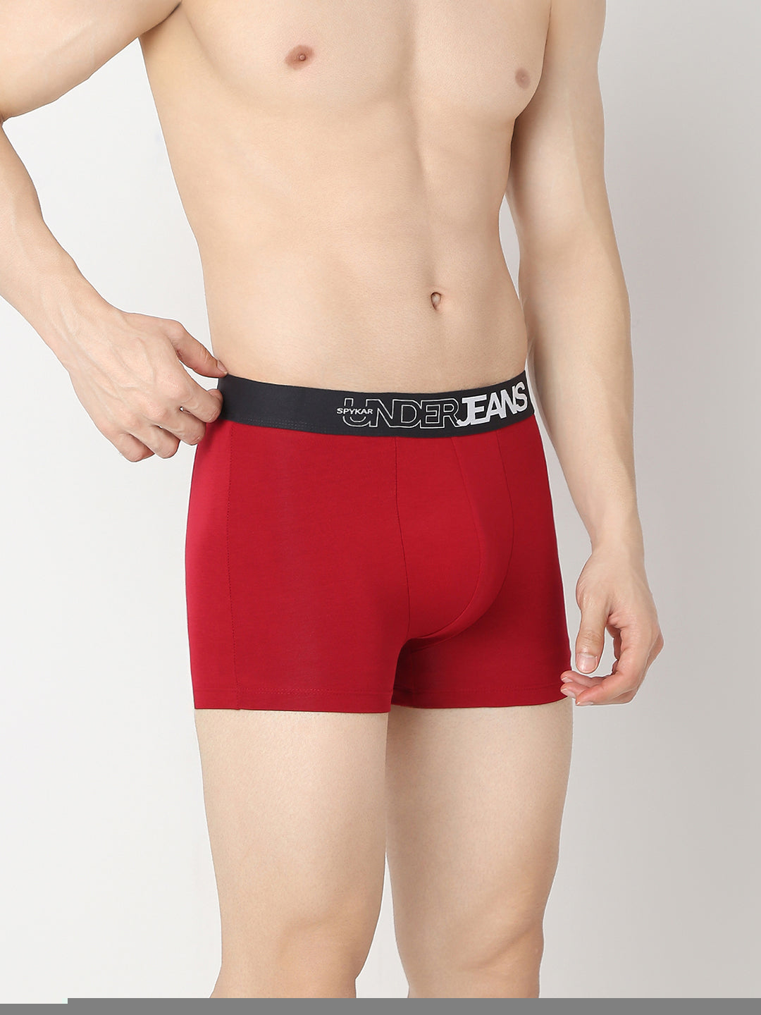 Underjeans By Spykar Men Black & Maroon Trunk