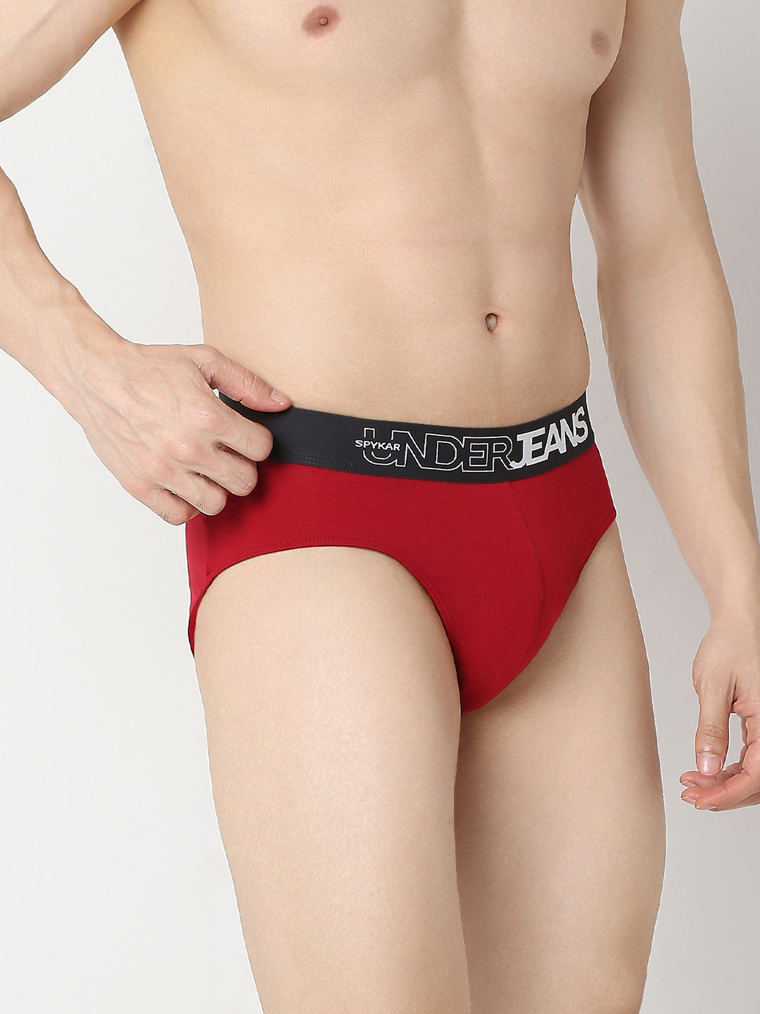 Underjeans By Spykar Men Maroon & Dark Grey Brief