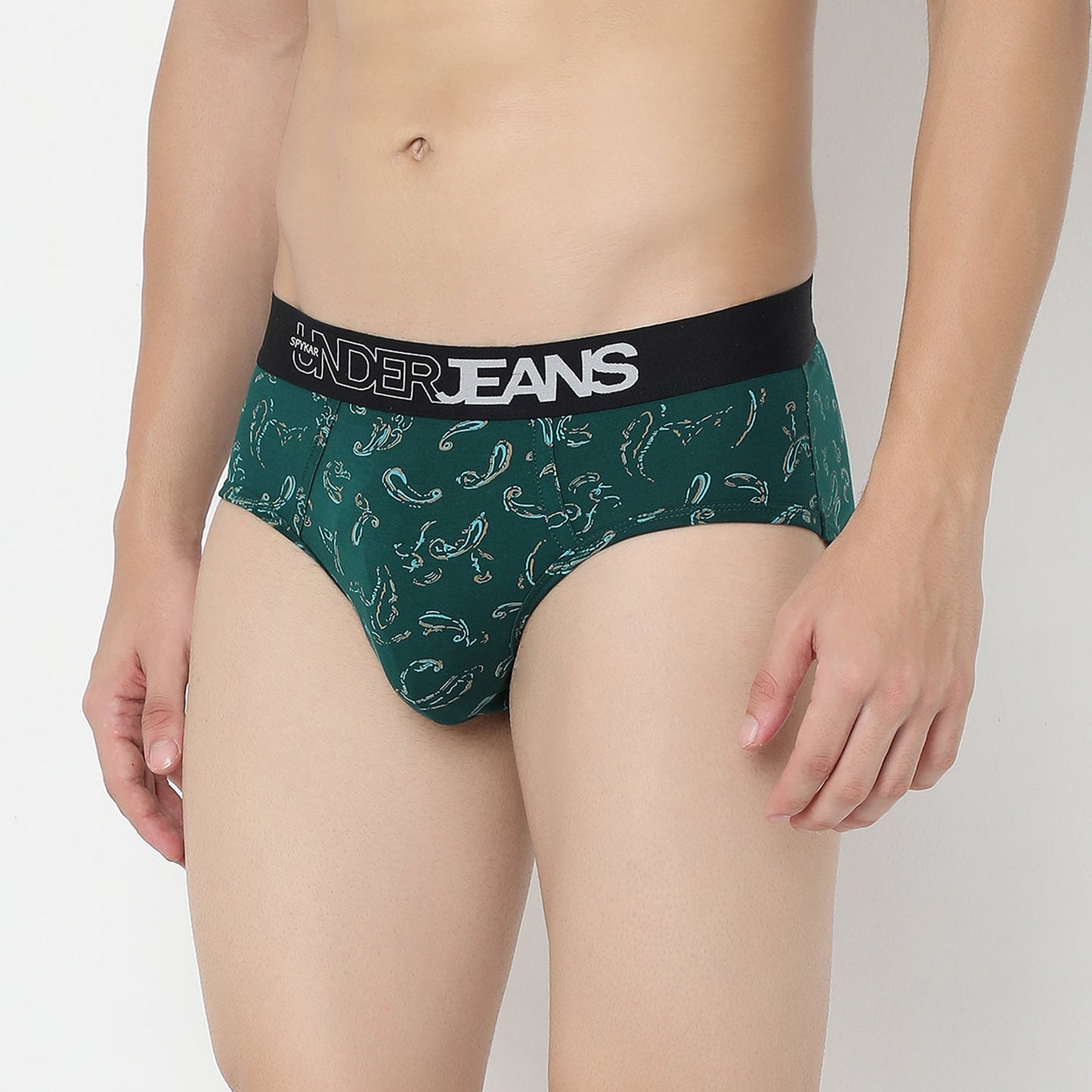 UnderJeans by Spykar Men Basic Bottle Green Ultrasoft Briefs