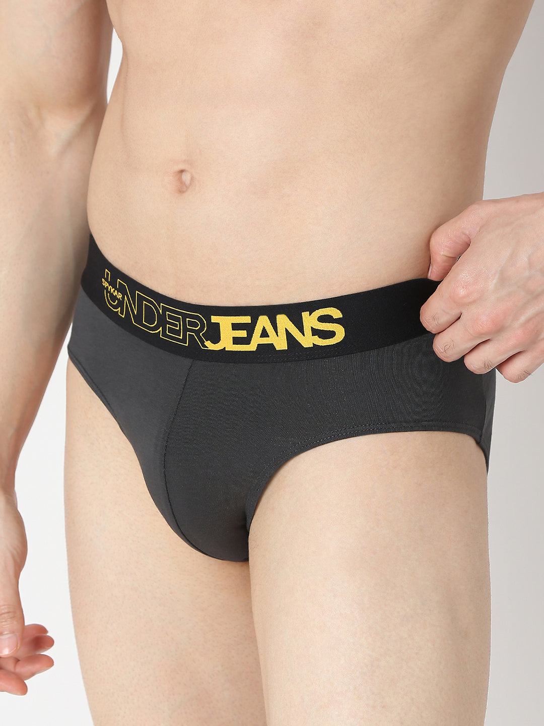 Underjeans By Spykar Men Maroon & Dark Grey Brief