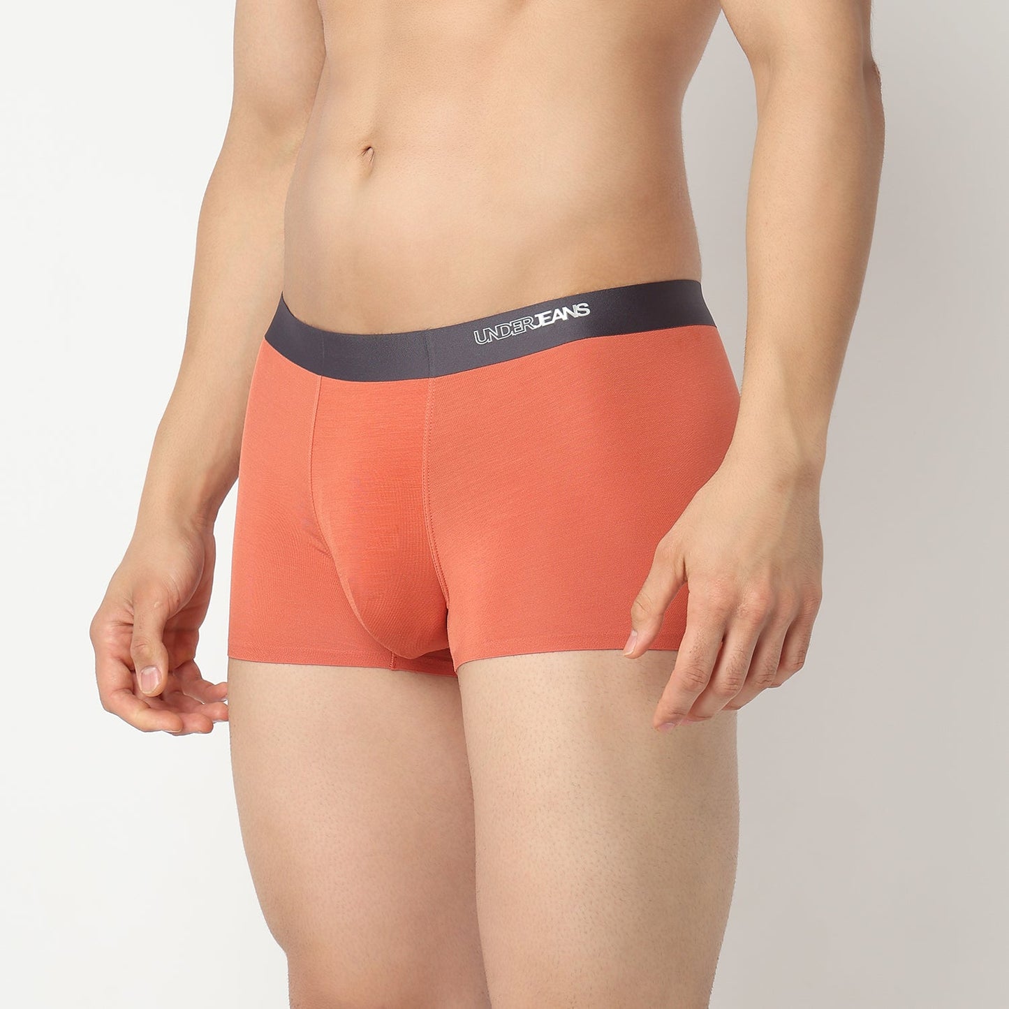 Underjeans by Spykar Men Rust Orange Regular Fit Ultrasoft Trunks