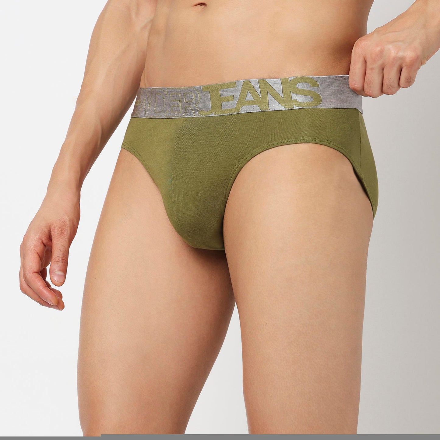 Underjeans Bright Olive Cotton Blend Briefs