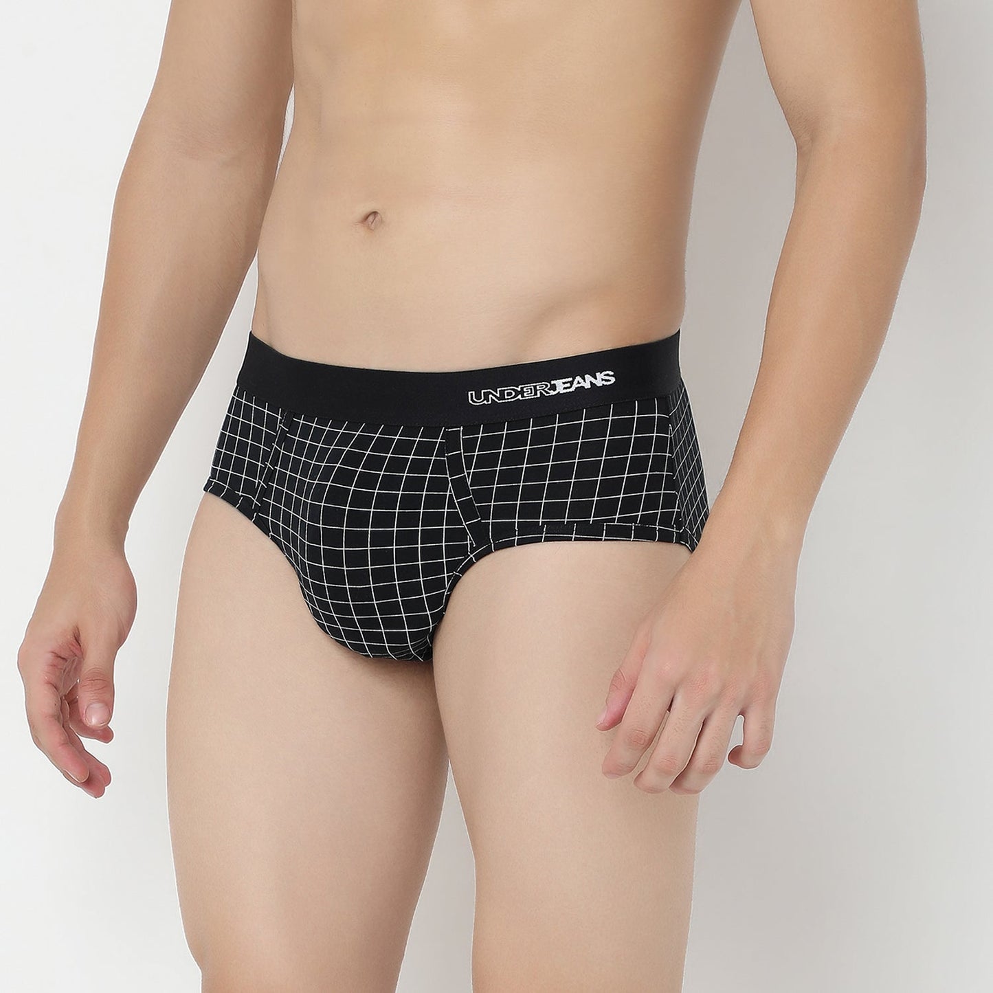 UnderJeans by Spykar Men Basic Dark Grey Checks Ultrasoft Briefs