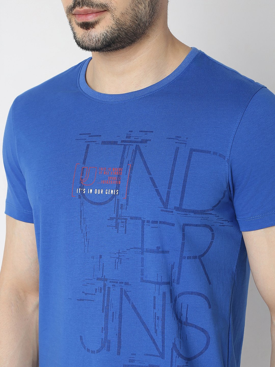 Underjeans By Spykar Men Premium Blue T-Shirt