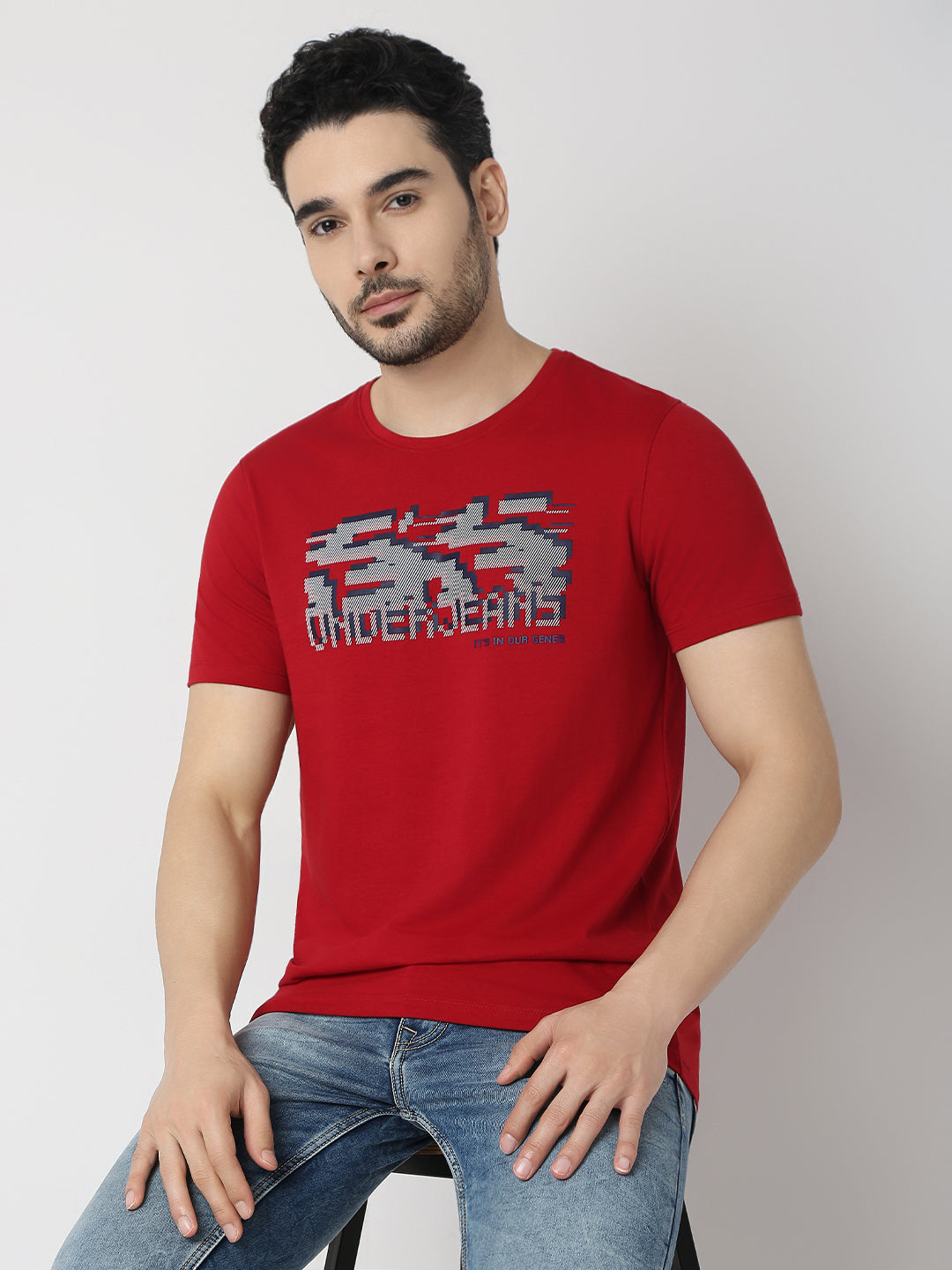 Underjeans By Spykar Men Premium Deep Red T-Shirt