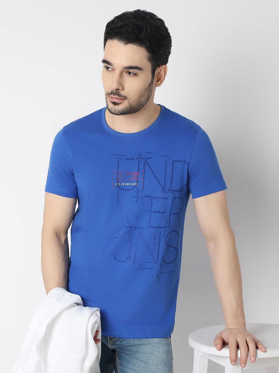 Underjeans By Spykar Men Premium Blue T-Shirt