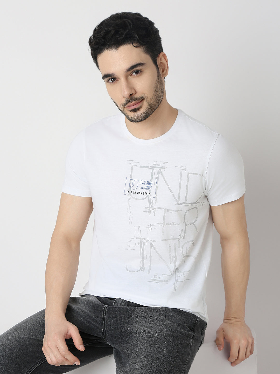 Underjeans By Spykar Men Premium White T-Shirt