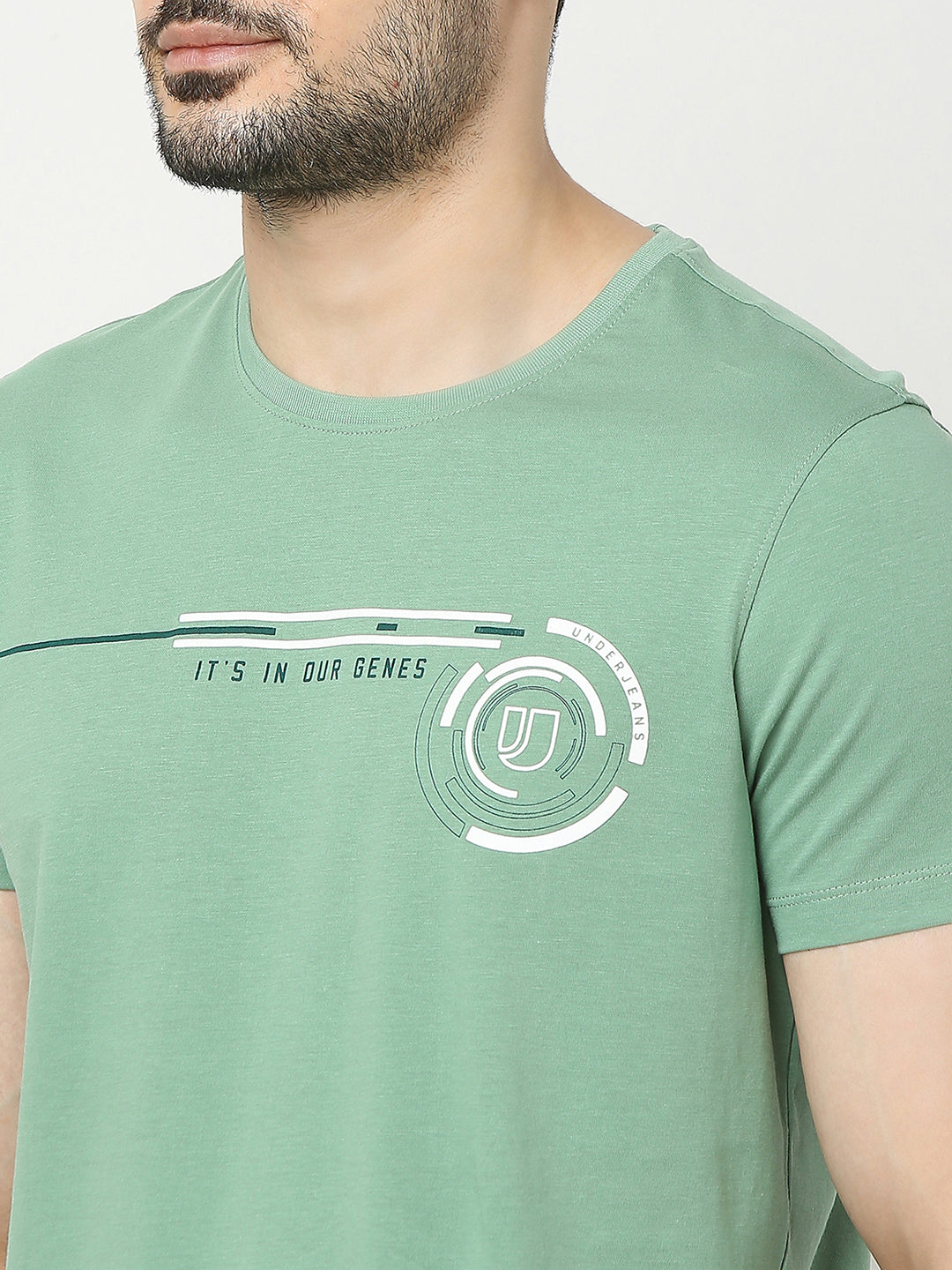 Underjeans by Spykar Men Premium Green T-shirt