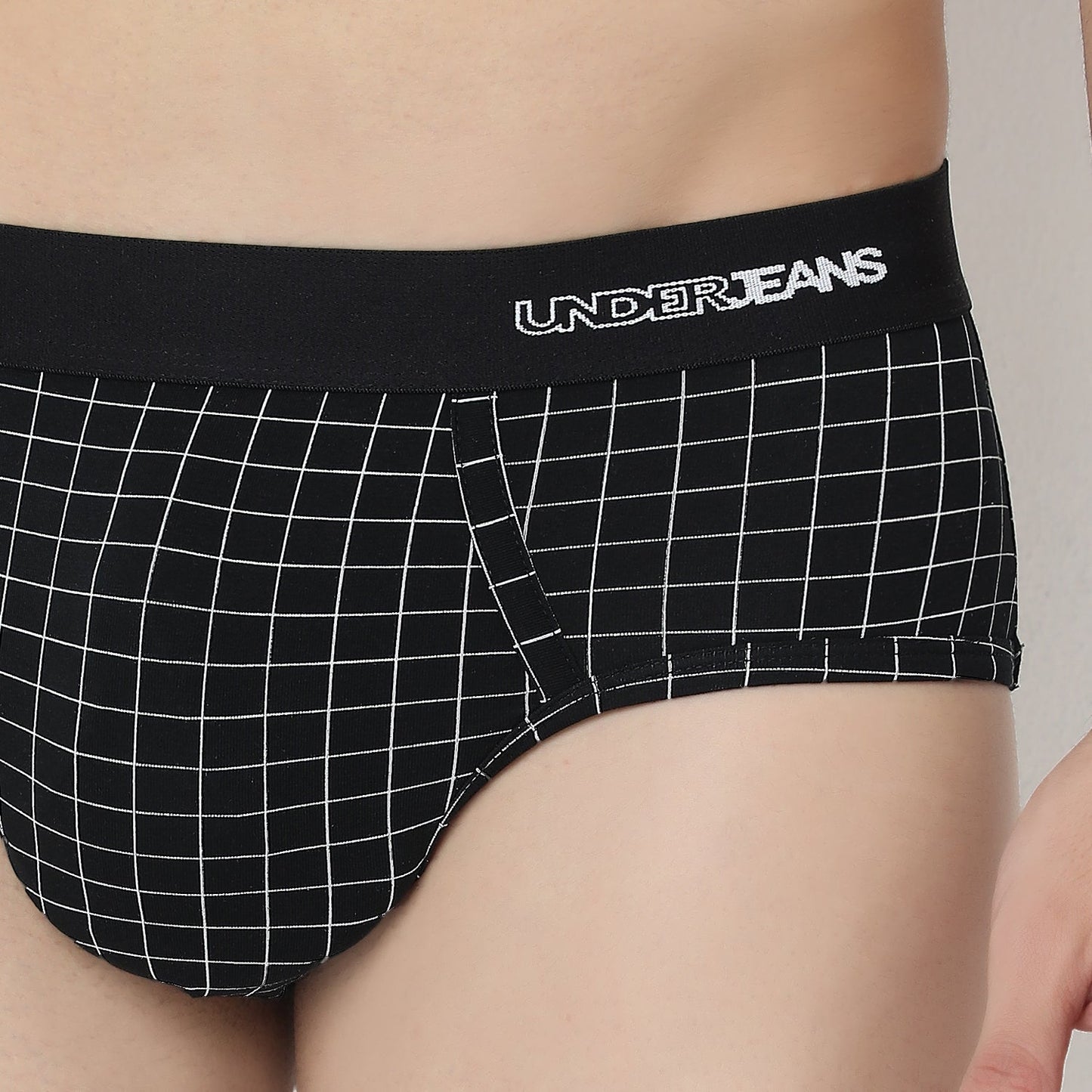 UnderJeans by Spykar Men Basic Dark Grey Checks Ultrasoft Briefs