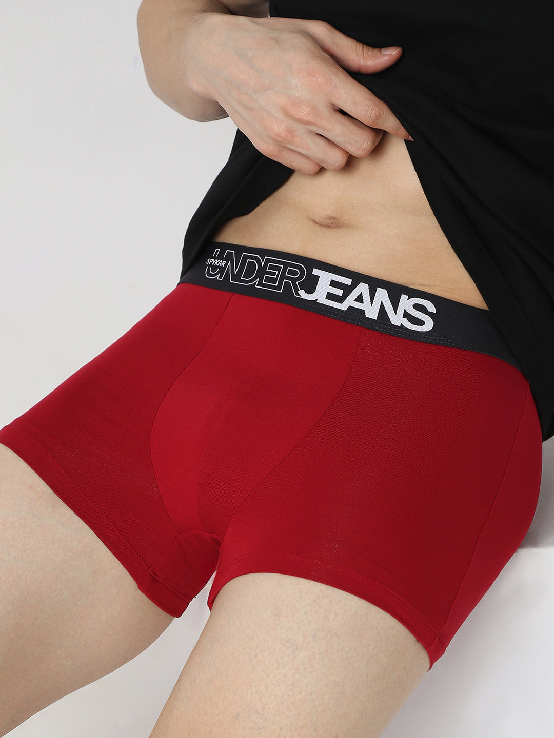 Underjeans By Spykar Men Maroon & Dark Grey Trunk