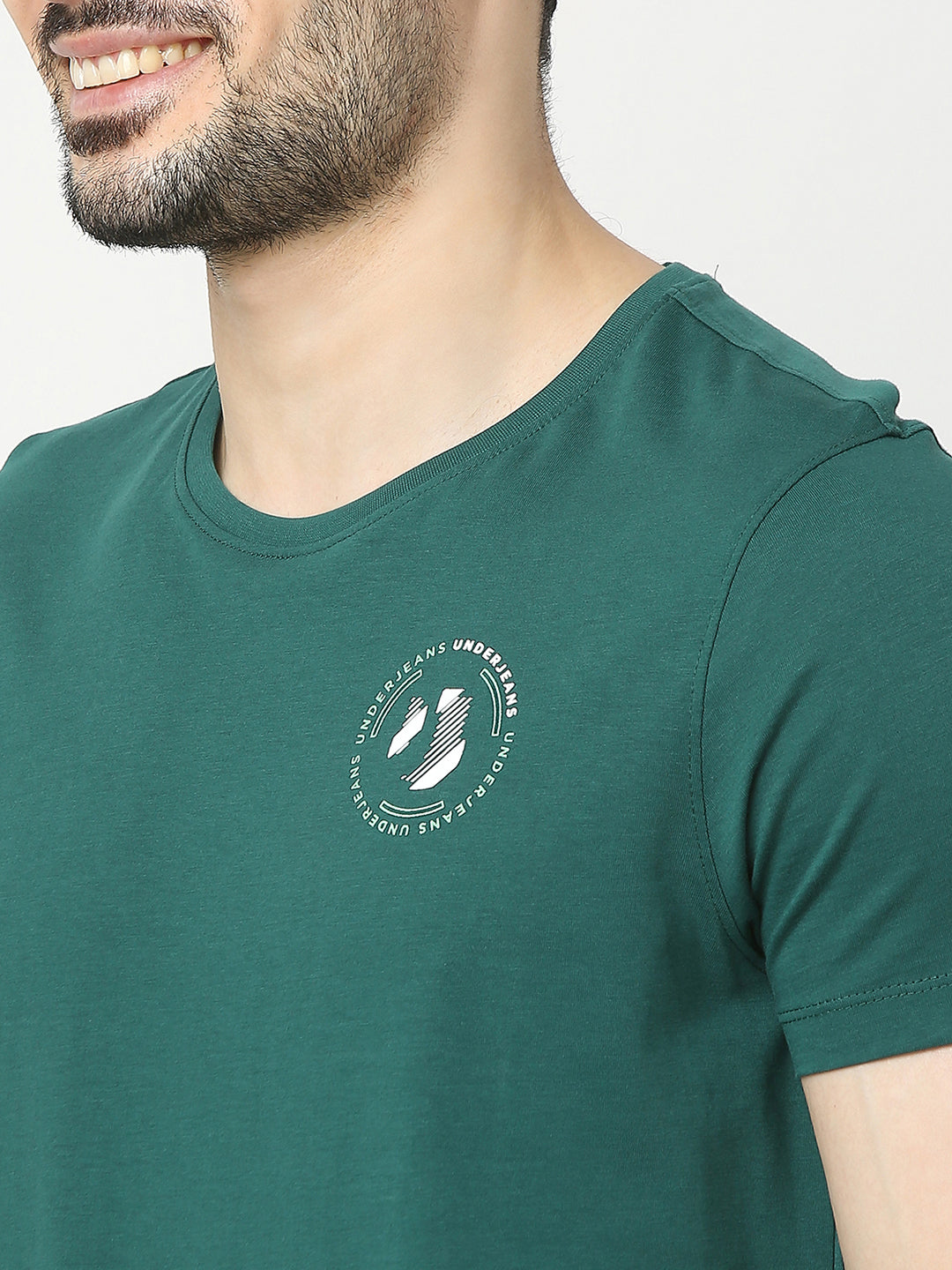 Underjeans by Spykar Men Premium Bottle Green T-shirt