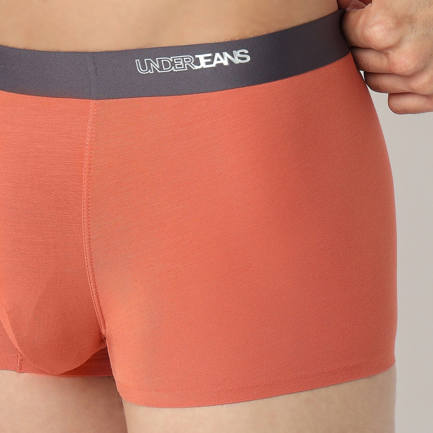 Underjeans by Spykar Men Rust Orange Regular Fit Ultrasoft Trunks