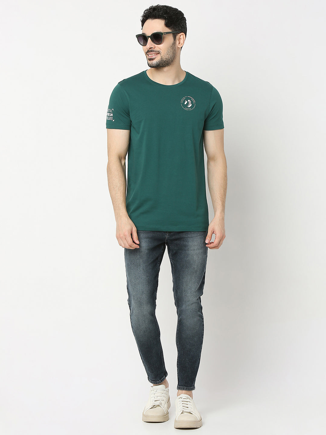 Underjeans by Spykar Men Premium Bottle Green T-shirt