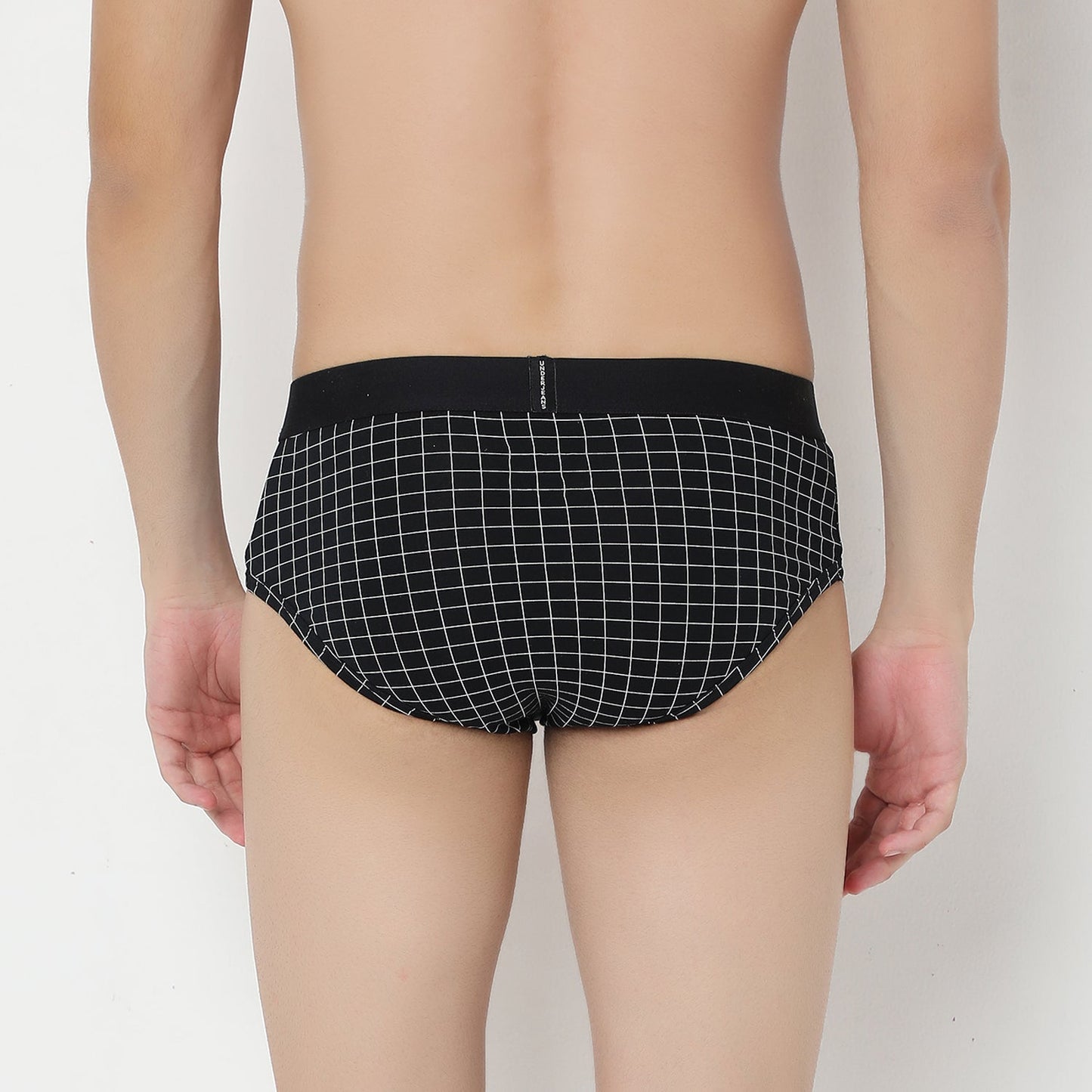 UnderJeans by Spykar Men Basic Dark Grey Checks Ultrasoft Briefs