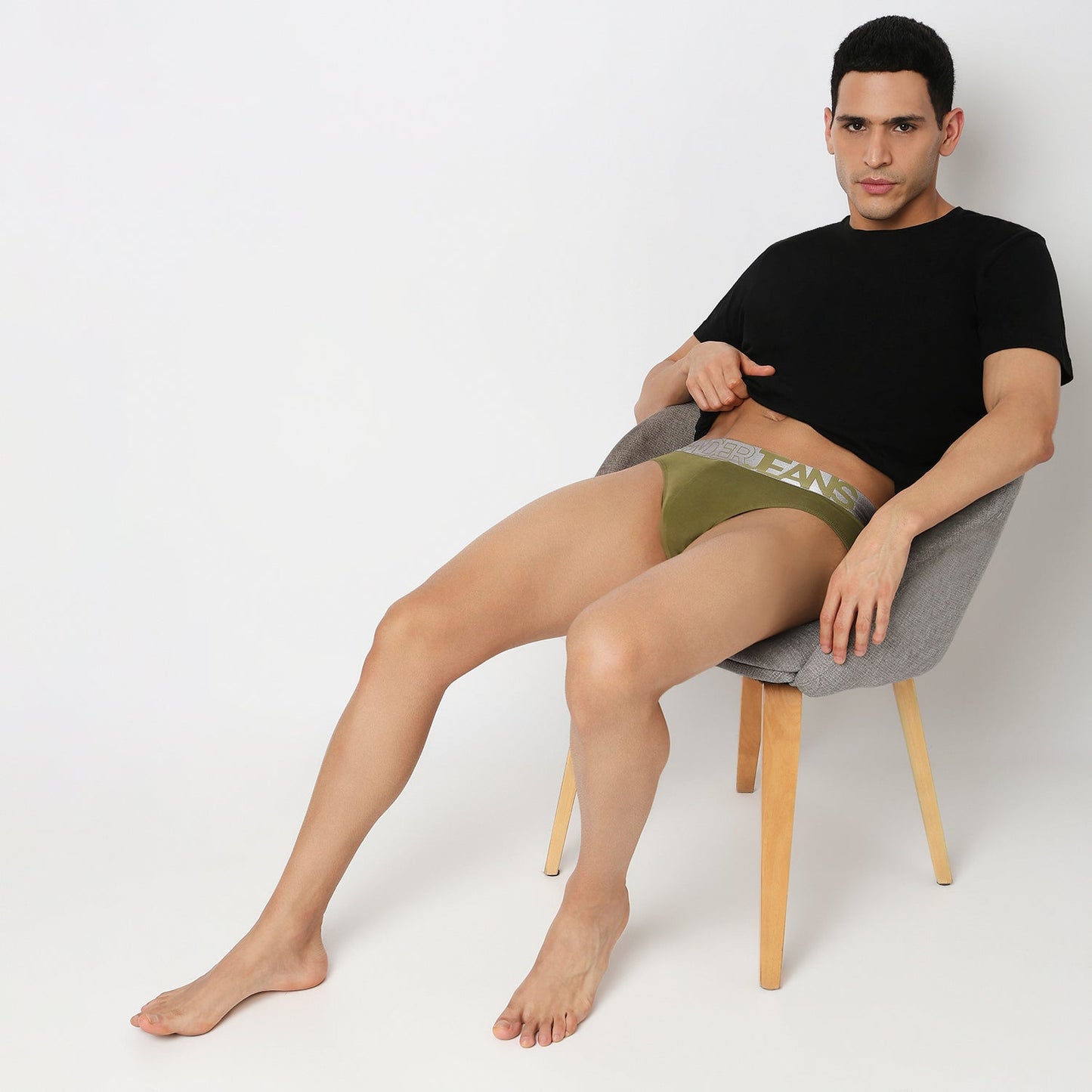 Underjeans Bright Olive Cotton Blend Briefs