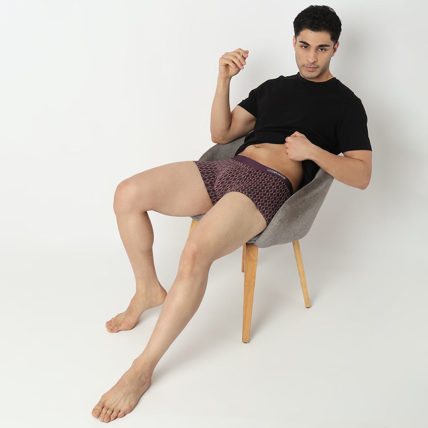 Underjeans by Spykar Men Wine Regular Fit Ultrasoft Trunks