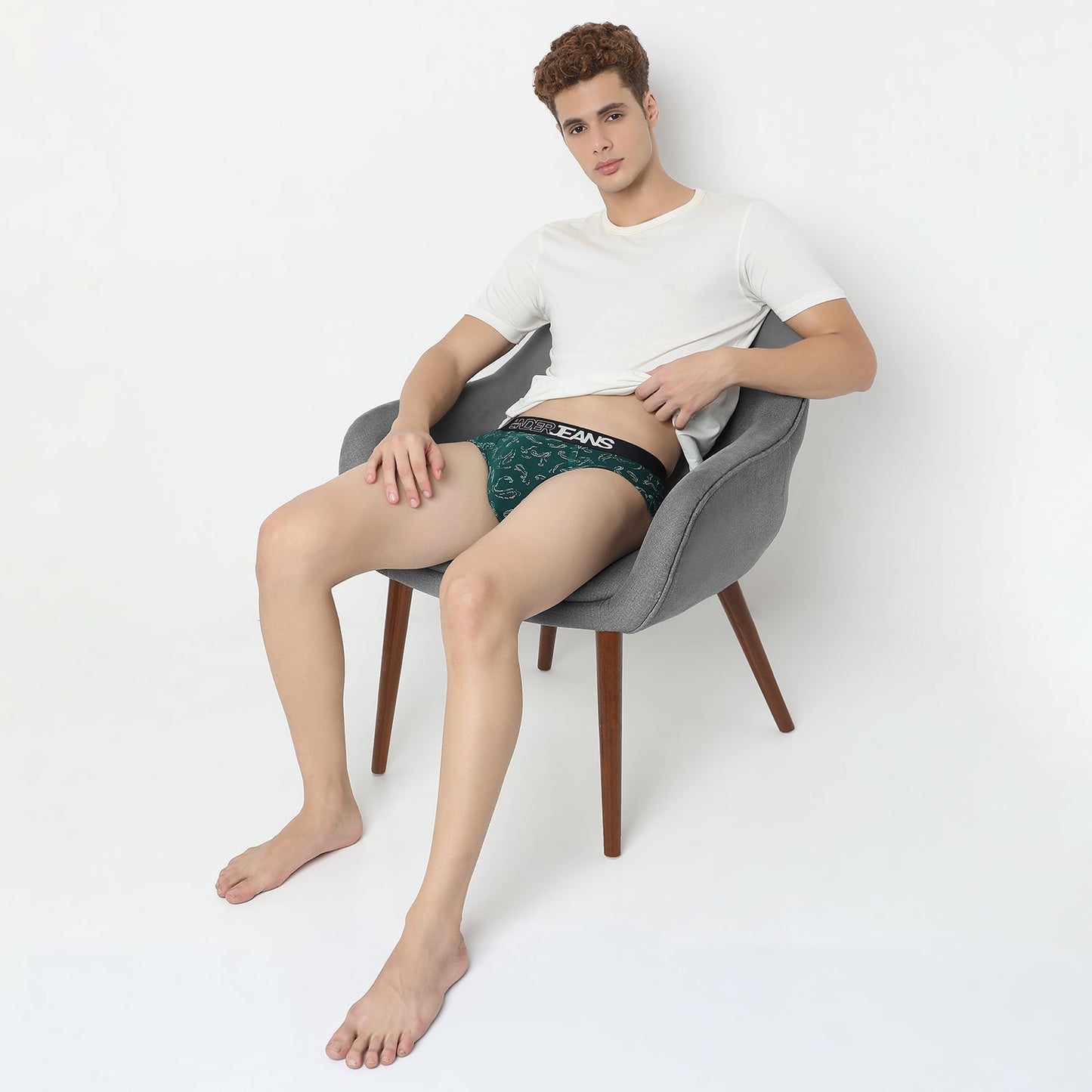 UnderJeans by Spykar Men Basic Bottle Green Ultrasoft Briefs