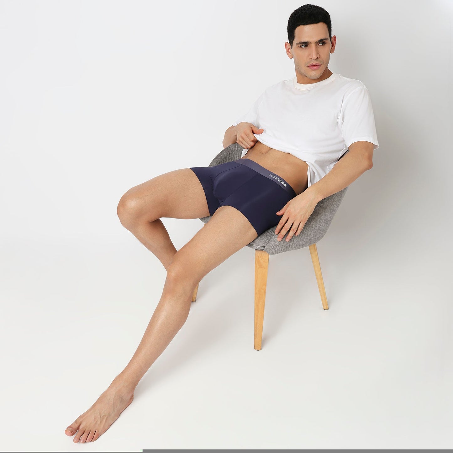 Underjeans Navy Nylon Blend Trunks