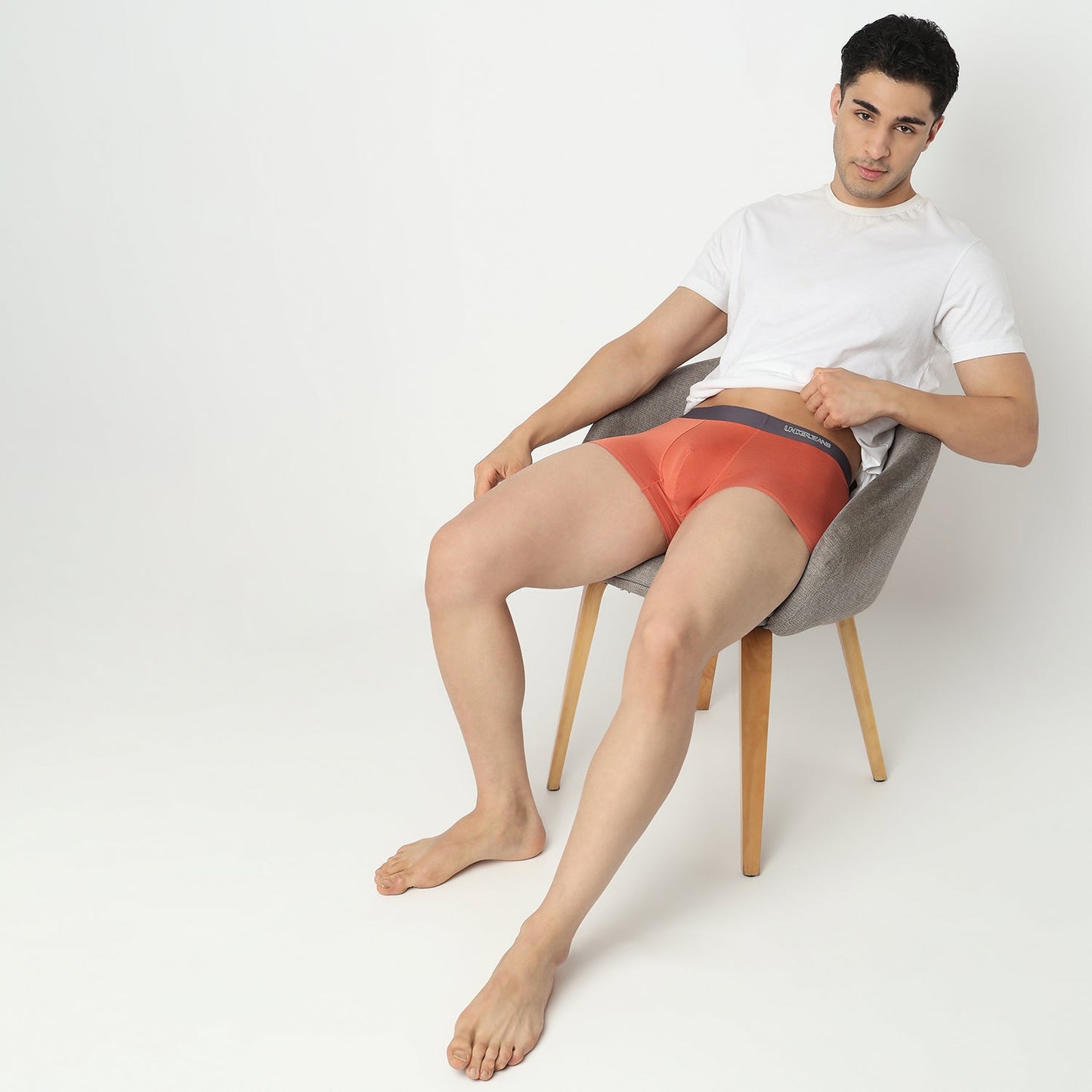 Underjeans by Spykar Men Rust Orange Regular Fit Ultrasoft Trunks