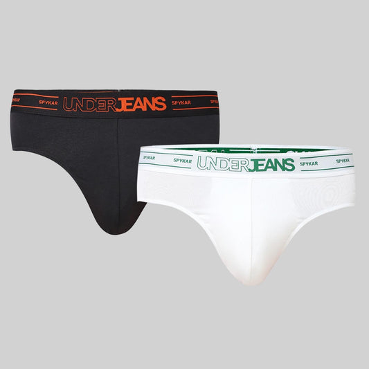 Underjeans Pack Of 2 Cotton Blend Solid Mid-Rise Briefs