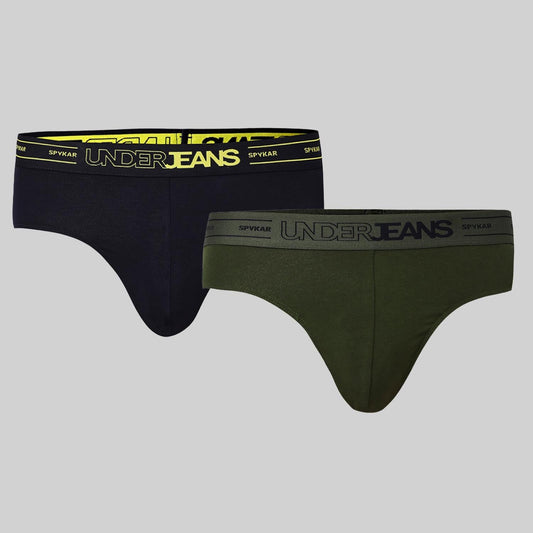 Underjeans Pack Of 2 Cotton Blend Solid Mid-Rise Briefs