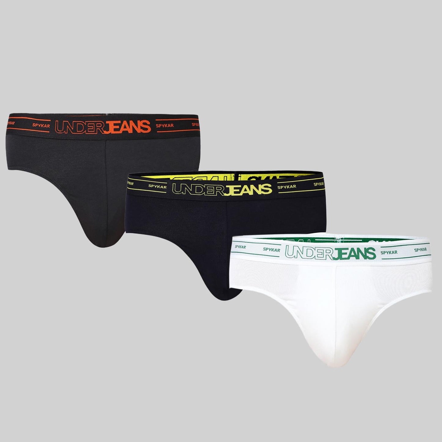 Underjeans Pack Of 3 Cotton Blend Solid Mid-Rise Briefs