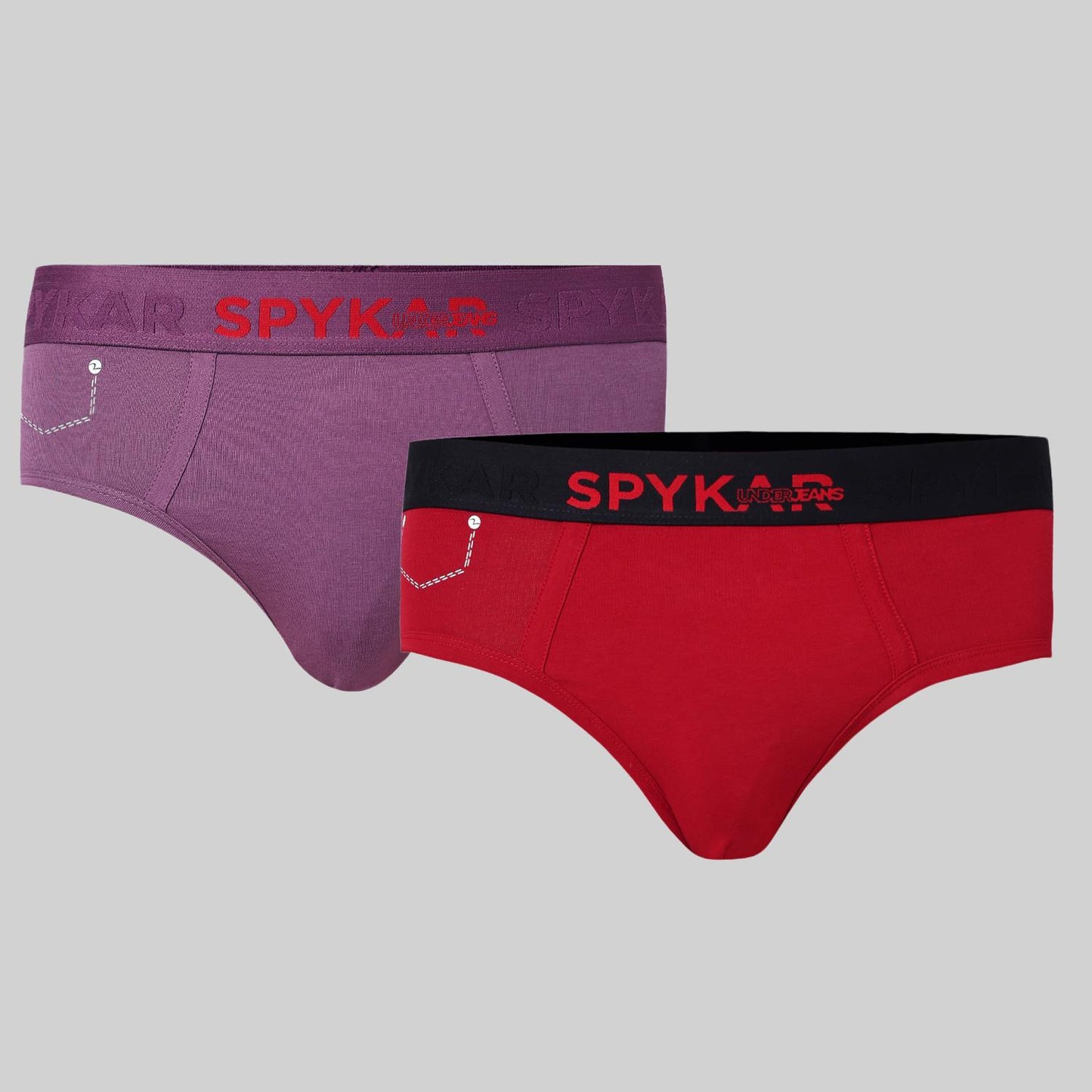 Underjeans Pack Of 2 Cotton Blend Solid Mid-Rise Briefs